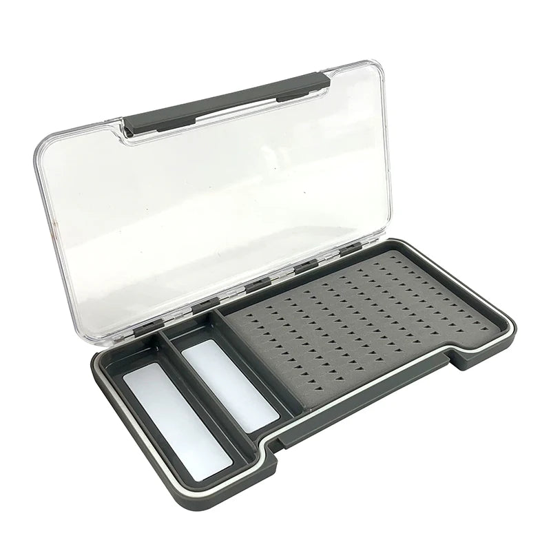 PP Plastic Fly Fishing Tackle Box Transparent Lid With Inner Form 3 Compartments Fishing Accessories Fly Fishing Lure Box