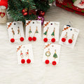 Christmas Alloy Tassel Red Plush Ball Stud Earrings Rhinestone Santa Snowman Pendant Earrings Fashion 2025 New Jewelry