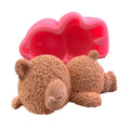 HY 3D Sleeping Teddy Bear Mold Silicone Animal Bear Cake Soap Candle Mold for DIY Mousse Cake Soap Candle Resin Craft