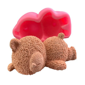 HY 3D Sleeping Teddy Bear Mold Silicone Animal Bear Cake Soap Candle Mold for DIY Mousse Cake Soap Candle Resin Craft