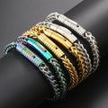 VEROMCA Hip Hop Franco Chain Gold Plated Stainless Steel Bracelet for Men Gift for Men