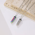 Cylindrical Bullet Shape Pendant Necklaces Lettering Stainless Steel Bullet Tool Necklaces