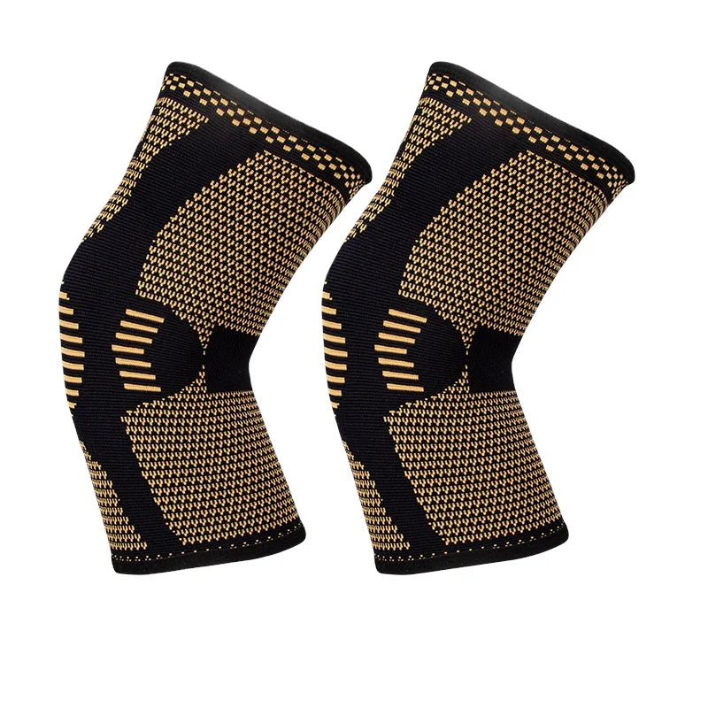 Bases Copper Custom Compression Knee Sleeve Weightlifting Brace Antibacterial Breathable Honeycomb Knee Pad