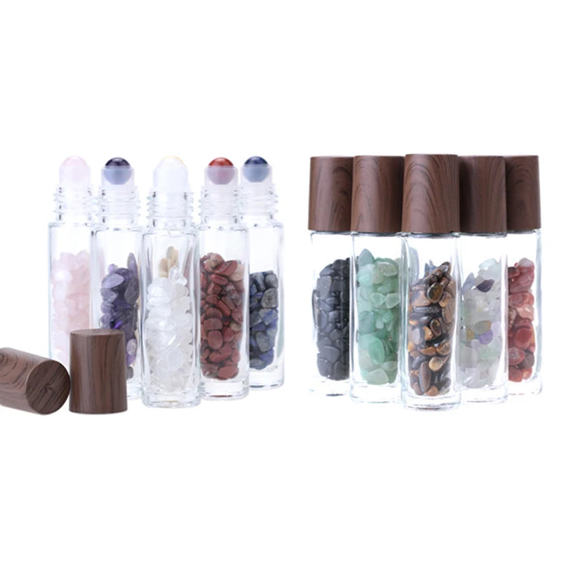 Empty Colorful Gemstone Roller Ball Bottle 10ml Deodorant Oil Packaging Glass Perfume Roll on Bottles for Cosmetic