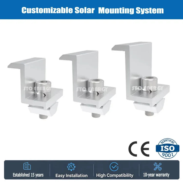 High Quality Aluminium Solar End Clamp 33mm 35mm for PV Modules Installation