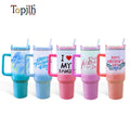 Topjlh 40oz Eco Insulated Tumbler Double-Walled Stainless Steel with Gradient Shimmer Glitter Sublimation Business Gift