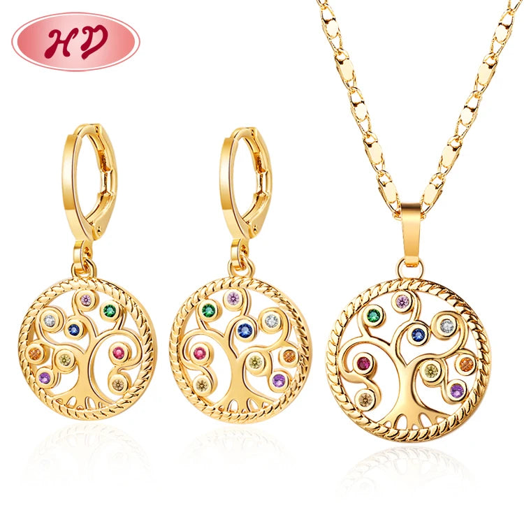 Cheap Price Hand Inlay Zirconia 18K Gold Plated Women Jewelry Earrings Sets for Woman