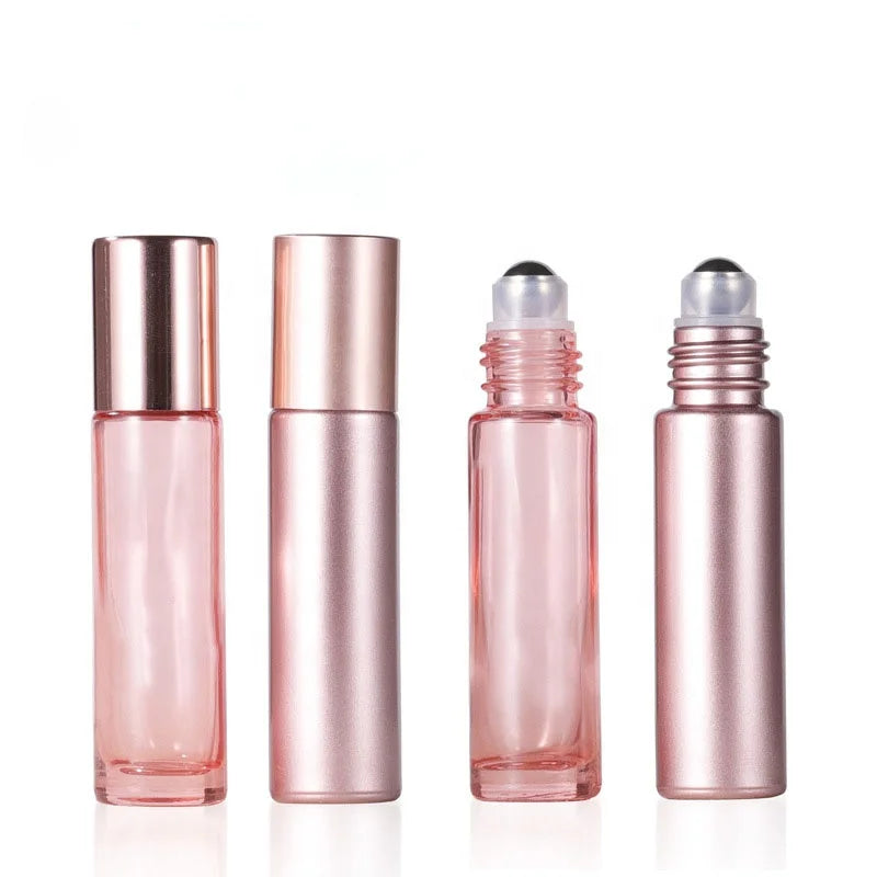 MUB Empty Rose Gold Pink  5ml  10ml Stainless Steel Ball Essential Oil  Bottles