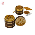 Broadseal KYMQ-14&16B Luxury Wooden 63mm Dia. 4-Layer Custom Aluminum USB Powered Rotary Knob Herb Grinder with Hand Use