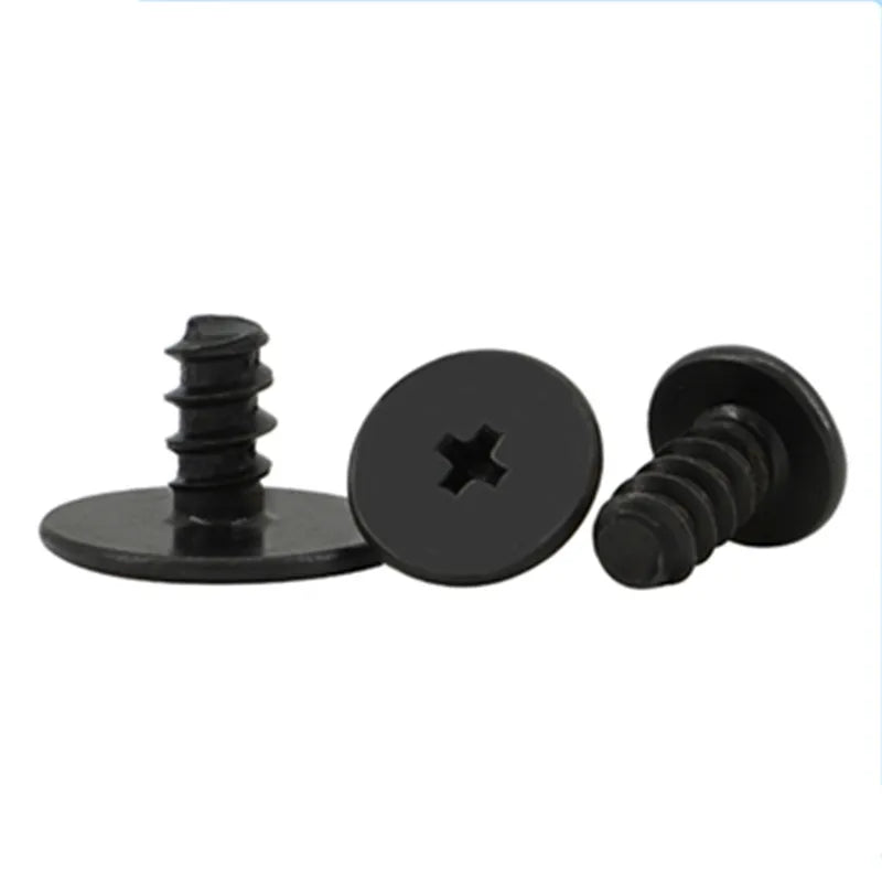 M1.2 M1.7 M2 M2.6 M3 Thin Flat Head Laptop Screw CB Black Carbon Steel Cross Recessed Self Tapping Screw for Plastic