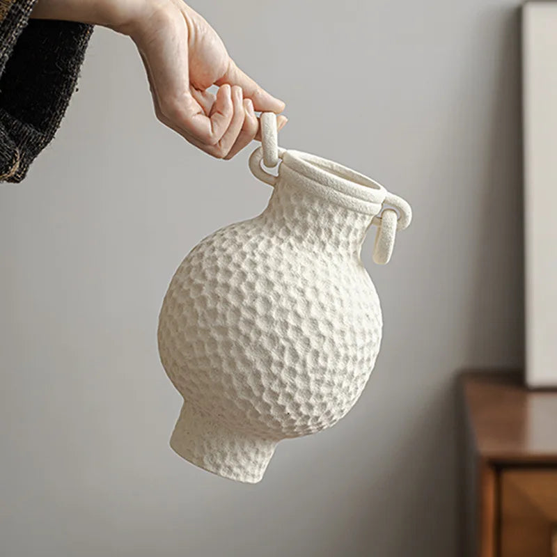 Dual-Ear Handle Ancient Greek Vase Style Indoor Ceramic Pots for Plants Home Decor Ornament Centerpieces Ceramic Flower Vase