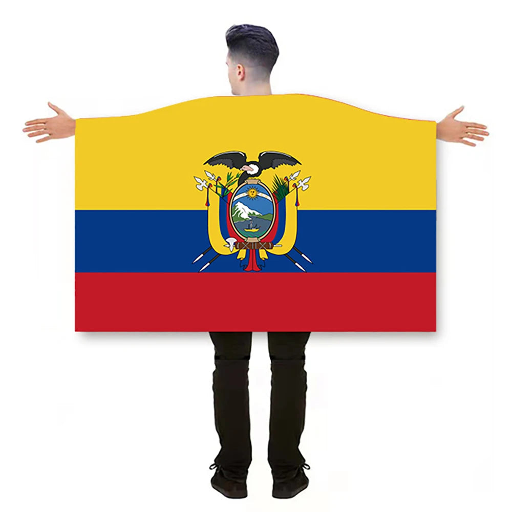 Promotional 100% Polyester Double-Sided Ecuador Cape Flag 48h Fast Delivery Custom Digital Printing for Cars Ecuador Design