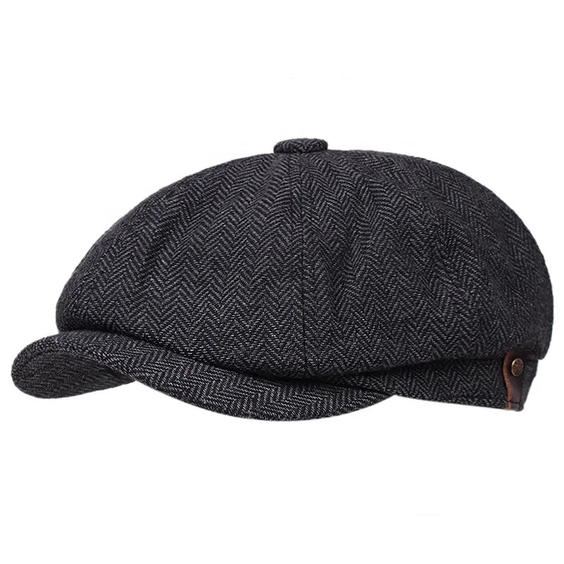 Beret British Retro Hat Literary Fashion Octagonal Hat Herringbone Twill Hat MegaBDM