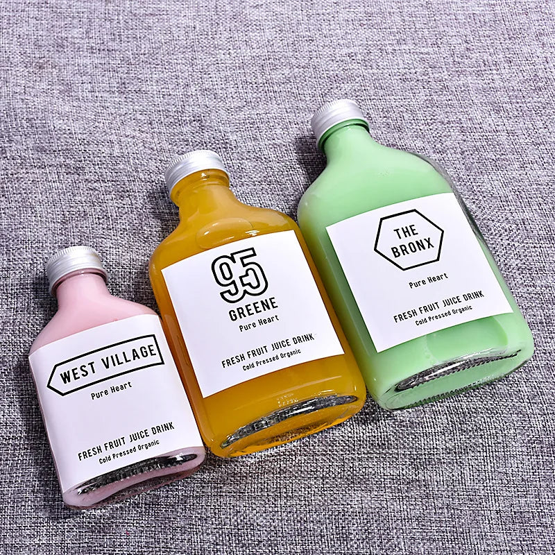 Glass Juicer Bottle Beverage Square Liquor Bottle With Aluminum Cap