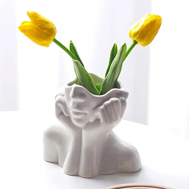 Dropshipping Female Form Face Vase Feminist Art Decor Modern Body Flower Vase Simulation Body Art Flower Insert