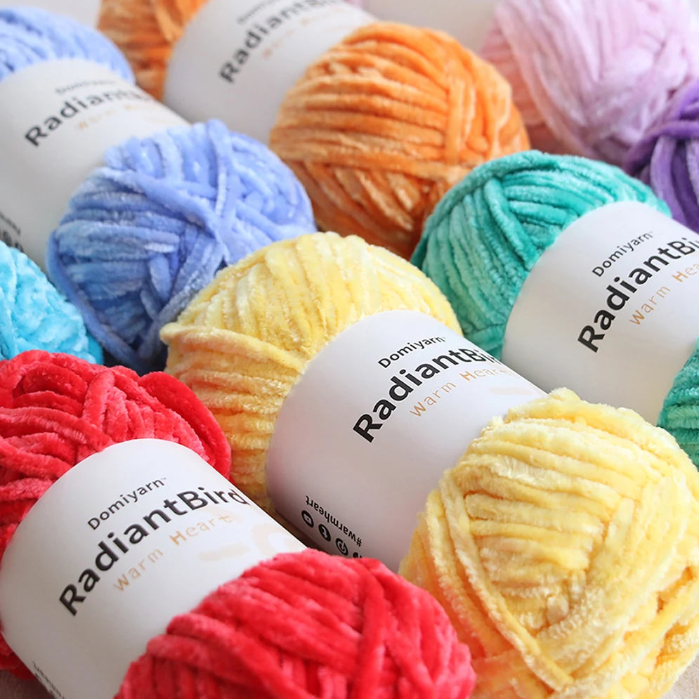 Domi Brand Wholesale Diy Warm Soft 100G/6Mm Crochet for Scarf Blanket Kennel Chunky Chenille Yarn