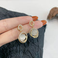 Cat's Eye Stone New Arrival: Elegant and Trendy Earrings with High-end Diamond Accents - Ear Jewelry and Earrings