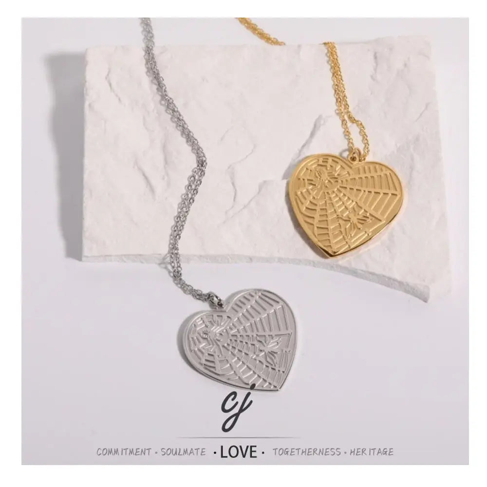 Heart Spider Fashion Stainless Steel Fancy 18K Gold Plated Custom Pendant Necklace Jewelry Gifts for Women