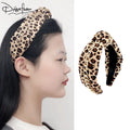 Vintage Luxury Leopard Sequin Top Knotted Winter Headband Sequin Cowboy Fashion Hairband for Women