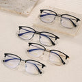 Factory Wholesale Classic Semi-titanium square Anti-blue Light Eyeglasses Myopia Flat Lens Glasses Frames