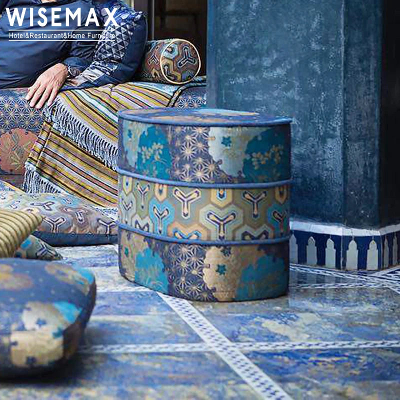 WISEMAX FURNITURE Modern Oval Shaped Change Shoe Stools Chair Living Room Colorful Fabric Ottoman Stool for Home Hotel Room