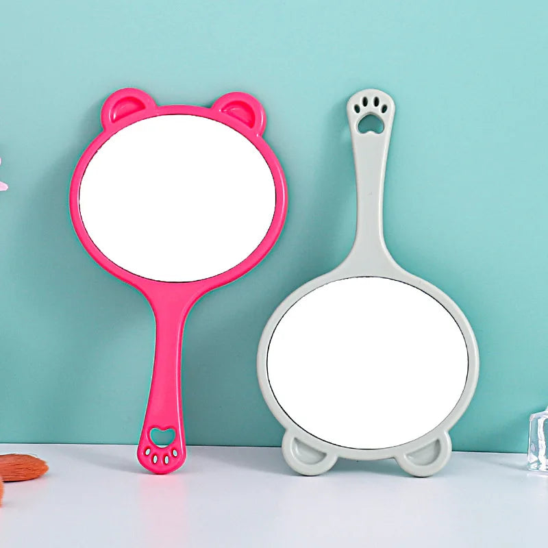 Wholesale Handle Makeup Mirror Portable Hand-held Mirror DIY Cartoon Cat Head Handle Student Hand Small Round Mirror