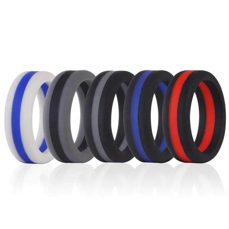 Free Shipping Classic Trendy Two Tone Silicone Bar Setting Round Shape Eternity Band Rings for Men-Gift