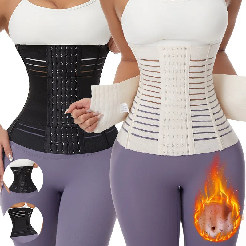 Adjustable Buckle Double Layer 7 Bones Double Compression Waist Trainer Body Slim Girdle Tummy Control