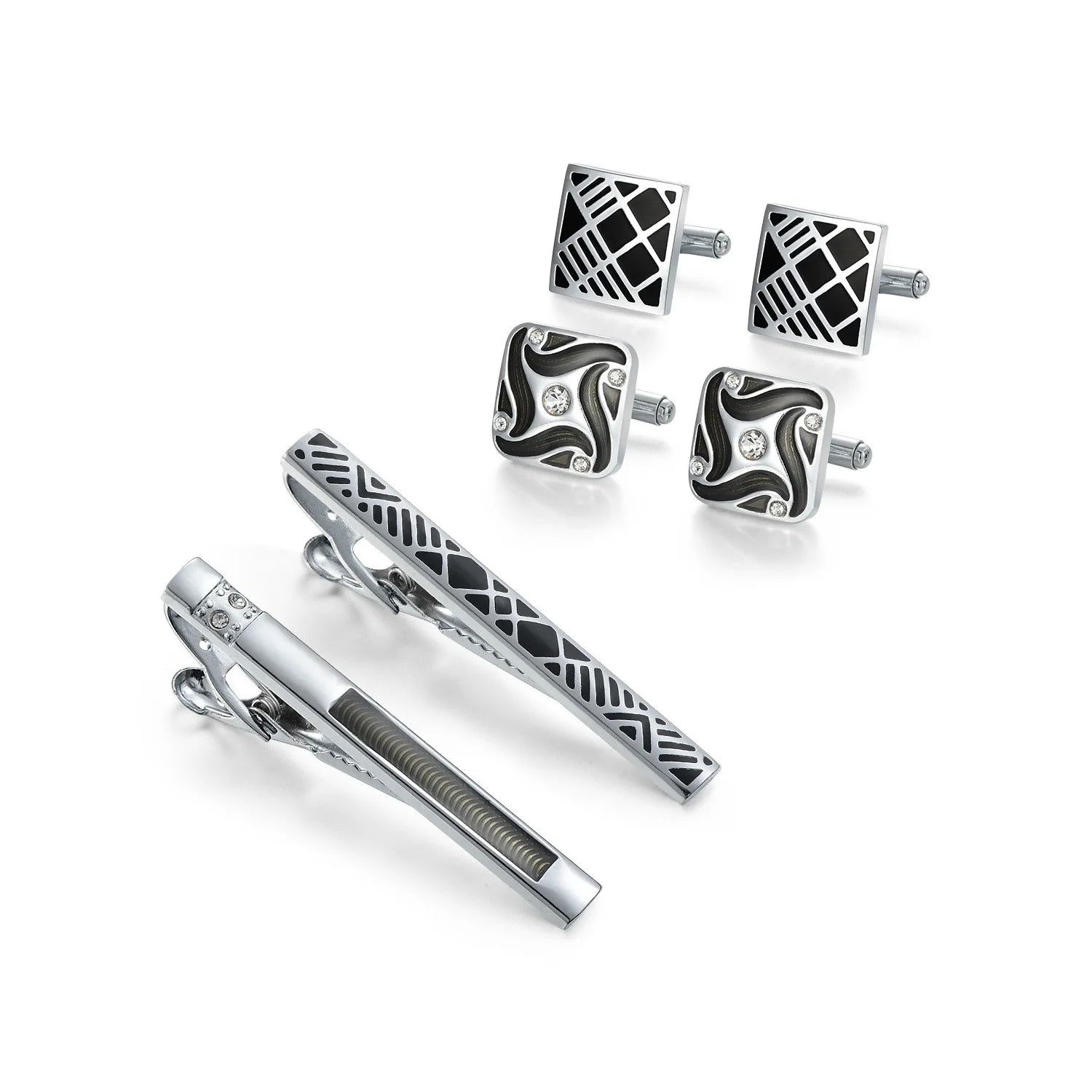 Fashion Jewelry Joyas Designer Tie Pin Cuff Links Gift Boxes Cufflinks & Tie Clips Set for Men