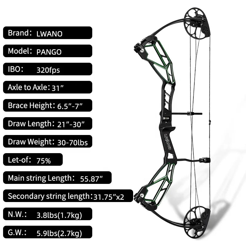 Compound Bow Set 30-60 Lbs Outdoor Archery Accessories Sight Mixed Carbon Arrow Shooting Stabilizer Hunting Bow Bag Kit MegaBDM