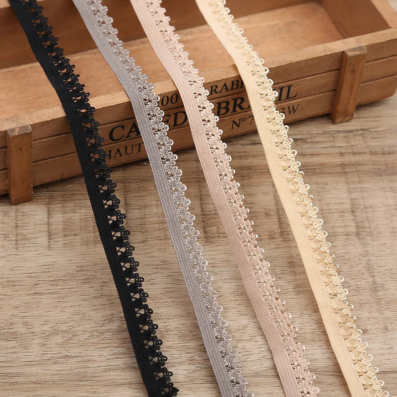 Wholesale SJH Brand Custom Jacquard Logo Crochet Spandex/Nylon Lace Trim Picot Lace Elastic Webbing