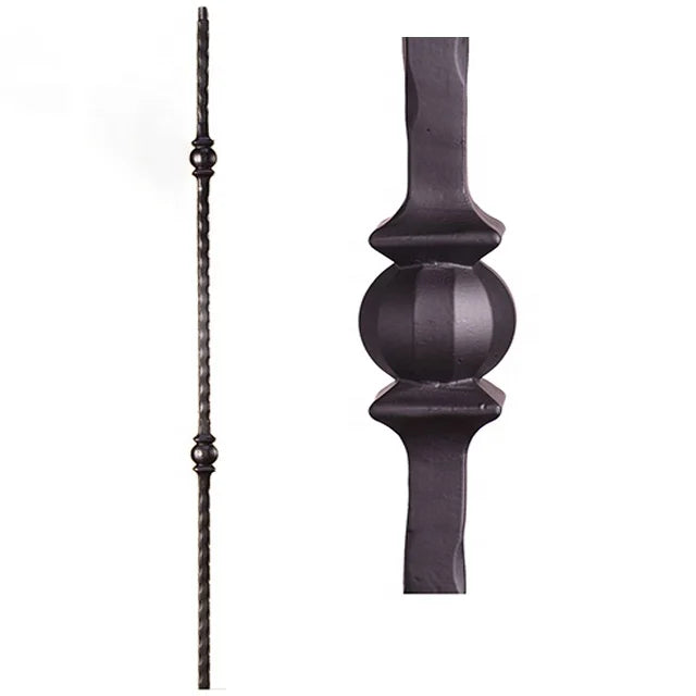 Modern Indoor Double-Ball Wrought Iron Baluster Elegant Stair Railing Decorative Balustrades & Handrails