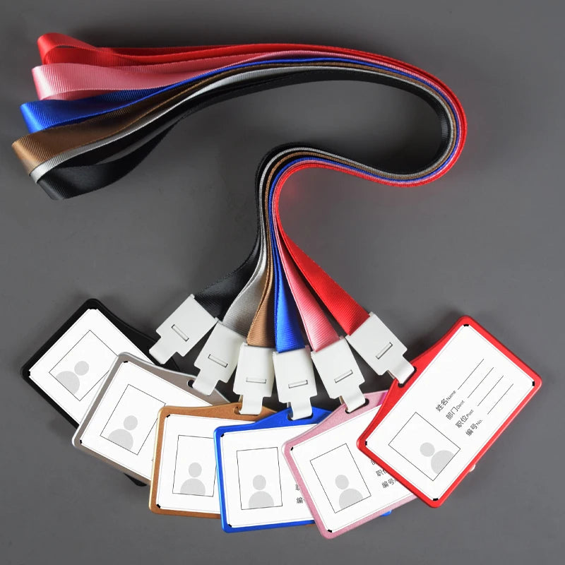 Id  Card Holder Metal Work Card Exhibition Personnel Card Holder Badge  With Lanyard Print Logo