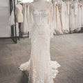 Jancember LSSG041 Fairy Square Collar Illusion Lace Mermaid Wedding Dresses