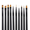 BAOWANG BWH38B05 Professional Nail Art Brush Set with Japanese Nylon Bristles Acrylic Handle Black Easy Apply Size #B01~#B10