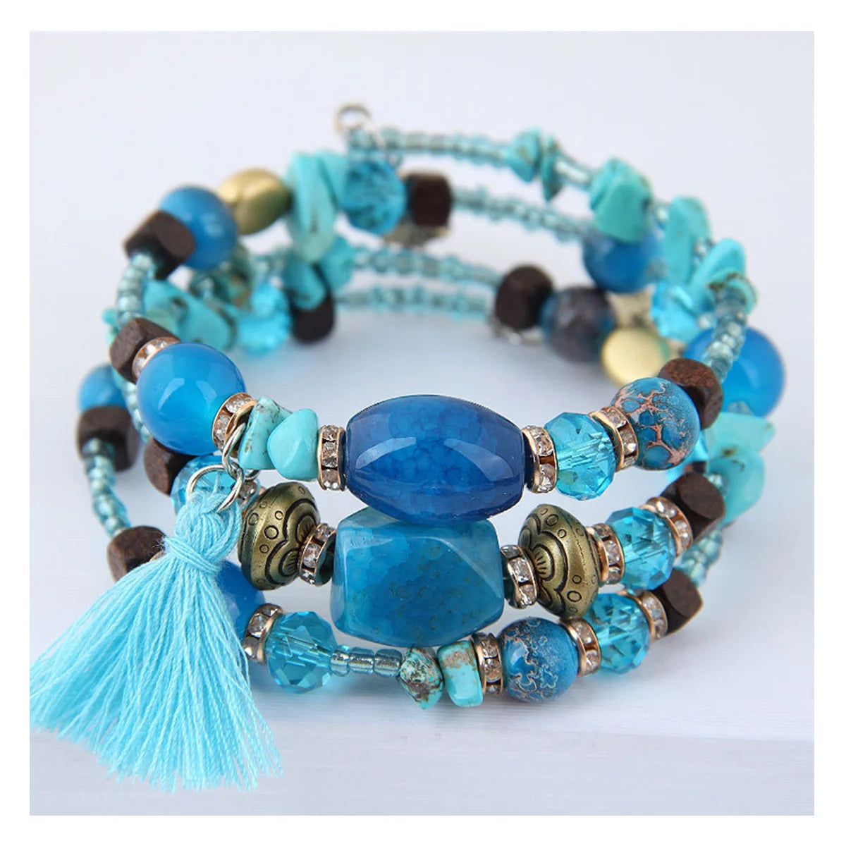 Factory Direct Sale Multiple Color Elegant Fashion Layer Bracelet Crystal Bead Tassel Bracelets for Women