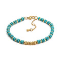 Turquoise Link Chain Bracelet for Women Gold Plated Female Fashion Jewelry Pearl Beaded Bangles Wholesale