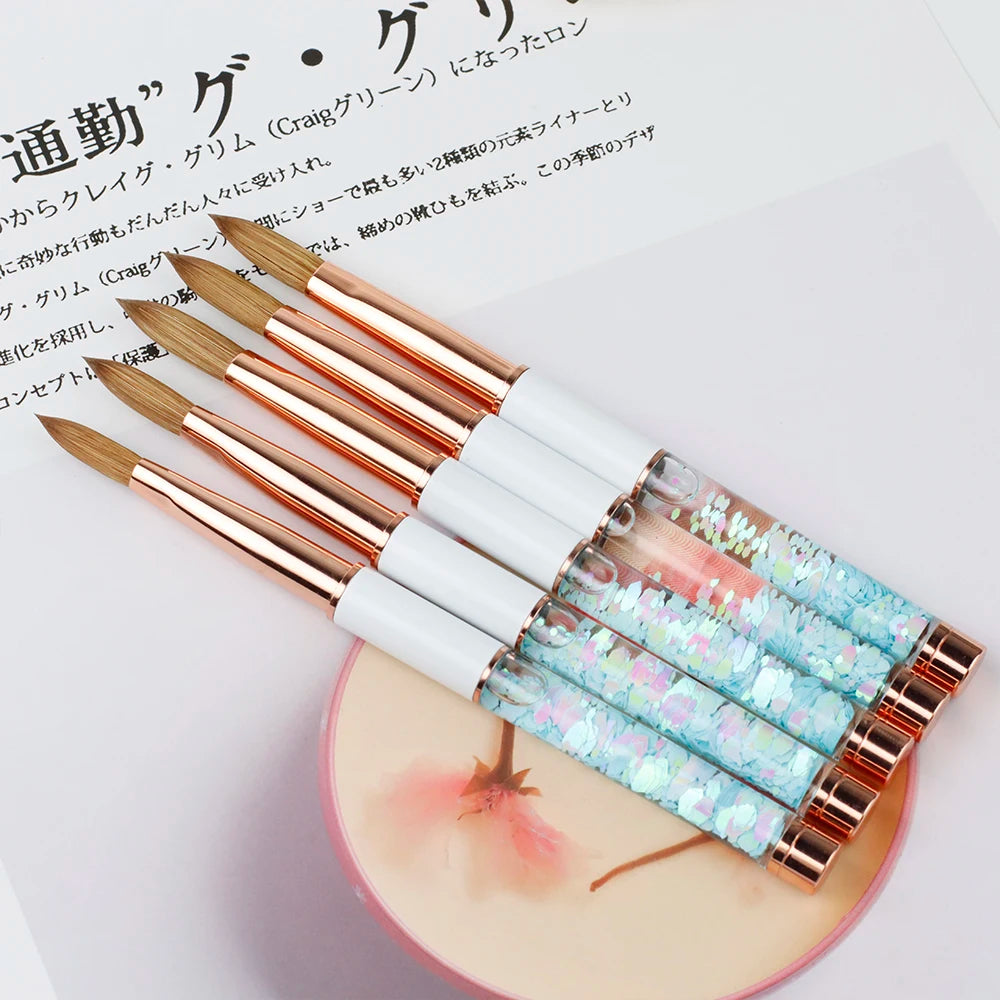 Nail Supplies Luxury Acrylic Handle Manicure 100% Pure Nail Acrylic Brush Sable Crimp Kolinsky Acrylic Nail Art Brush