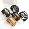 BOXUAN Vintage Metal Bead Soft Leather Bracelet Ladies Charm Slim Strip Bracelet New Design