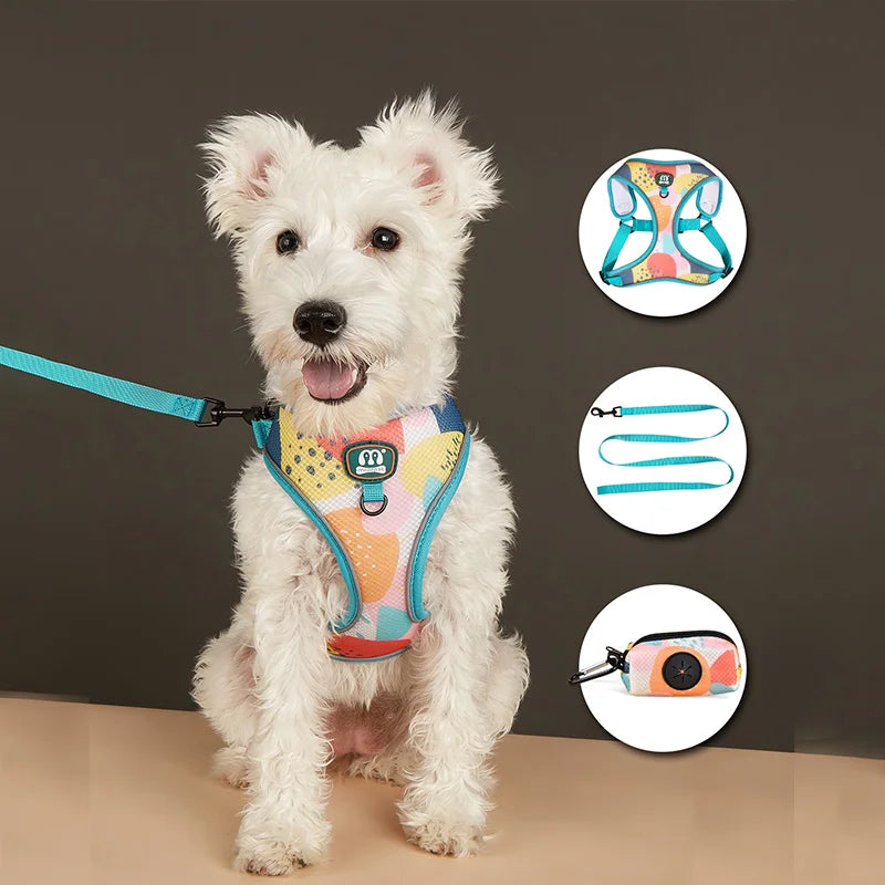 MIDEPET Breathable High Quality Dog Harness Leash Poop Bag Holder Set in Bright Colors Made Durable Polyester-Wholesale Supply