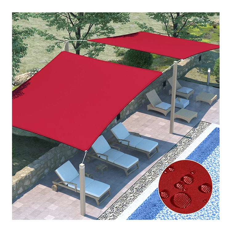 Vela De Sombra  2025 New Beach Party Hotel Custom Shade Cloth Polyester Red Color Beach Sun Shade Sail Uv Waterproof