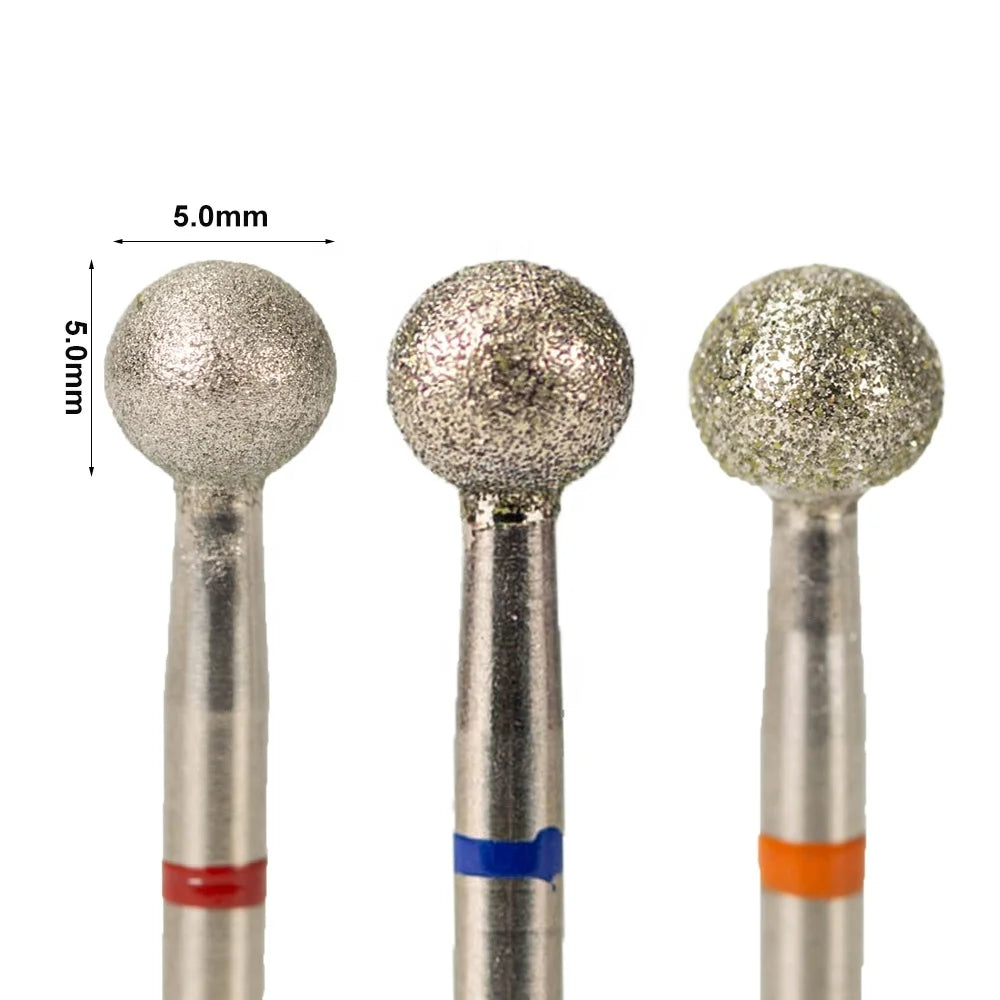 5.0mm Ball Fine Medium Pedicure Manicure Clean Russian Efile Diamond Cuticle Nail Drill Bit