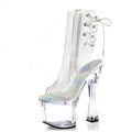 Fully Transparent 18 cm Bride Shoes 7-inch Model Stiletto Shoes Fish Mouth Zipper Nightclub Ankle Boots