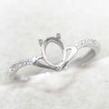 Sterling Silver 5*7mm Semi Mount Ring Frame Empty Blank Support Claw Setting S925 Base Holder Without Center Stone for DIY Inlay