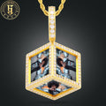 Hip Hop Personalized Men's Jewelry 6 Sides Picture Frame Necklace Custom Memory Photo Square Cube Pendant With Chain