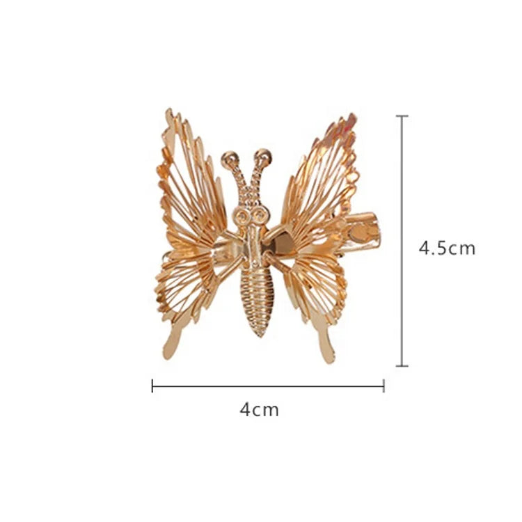 MIO Fashion butterfly Hair Clip Moving Hairwear Accessories Small Alloy Gold Swing butterfly Clips Moving