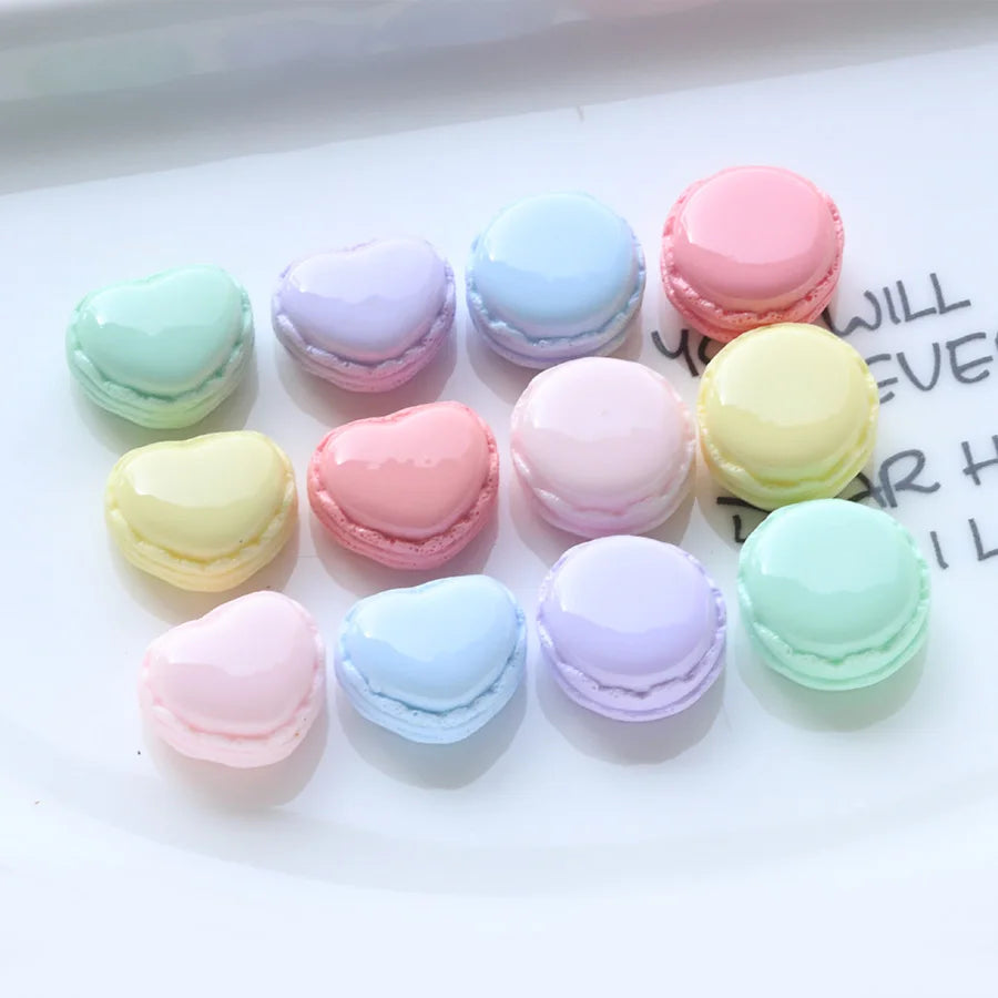 Hot Sale New Polish Craft Round Heart Shape Flatback Resin Artificial Macaron for Diy