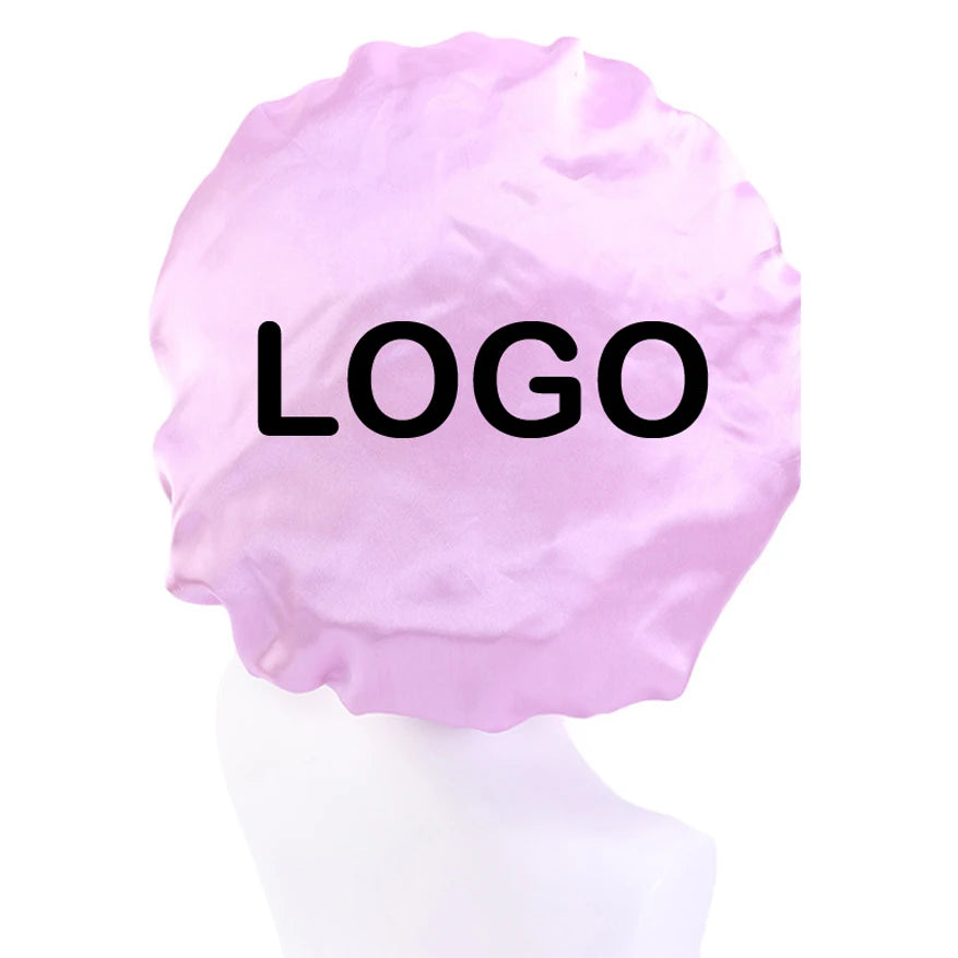 Free Design Low MOQ Customize Hair Bonnet and Elastic Bands Satin Bonnets Custom Logo