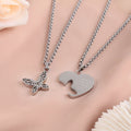 Customized Personalized Stainless Steel Love Butterfly With Logo Engraved Couple Pendant Necklace