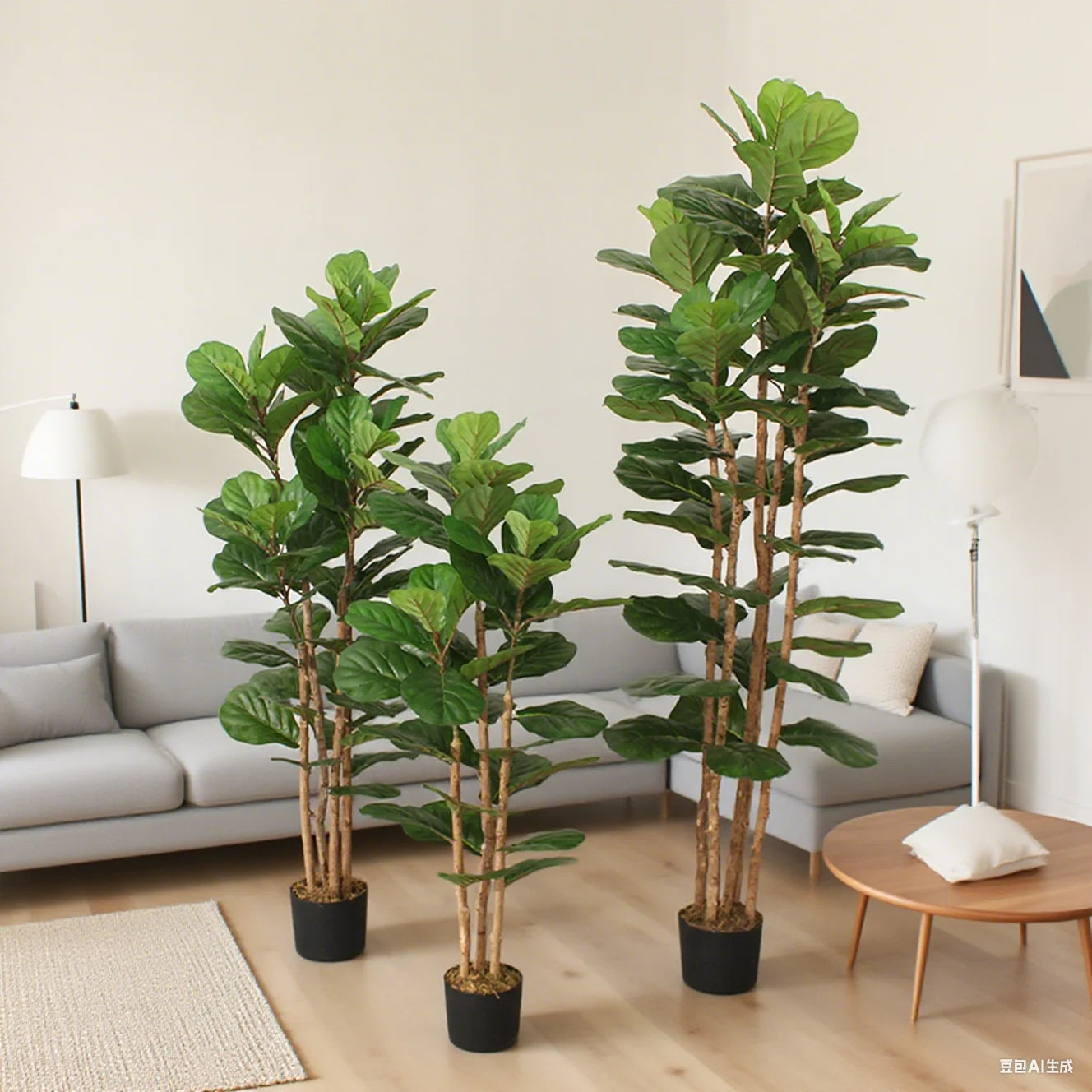 JWS3608 Artificial Fiddle Leaf Fig Tree Faked Faux Fiddle Tree Plants Bonsai for Home Garden Supermarket Decoration